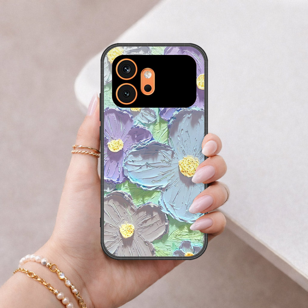 Honor 600 Cover - Floral Series - Design 1 - Purple & Aqua - HQ Premium Shine Durable Shatterproof Case