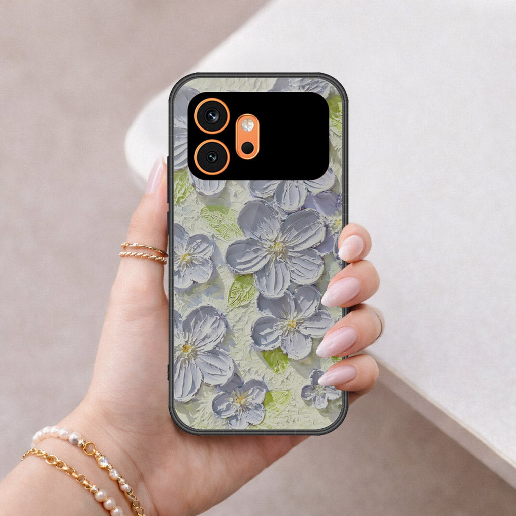 Honor 600 Cover - Floral Series - Design 12 - Grey & Green - HQ Premium Shine Durable Shatterproof Case
