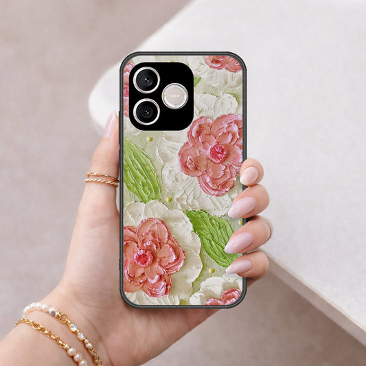Honor 600 Lite Cover - Floral Series - Design 13 - Offwhite & Green - HQ Premium Shine Durable Shatterproof Case