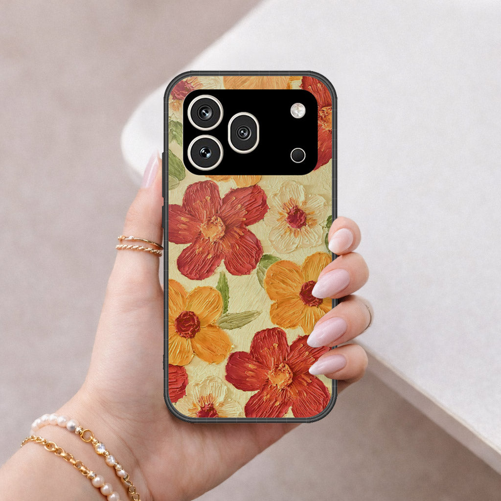 Honor 600 Pro Cover - Floral Series - Design 6 - Red & Orange - HQ Premium Shine Durable Shatterproof Case