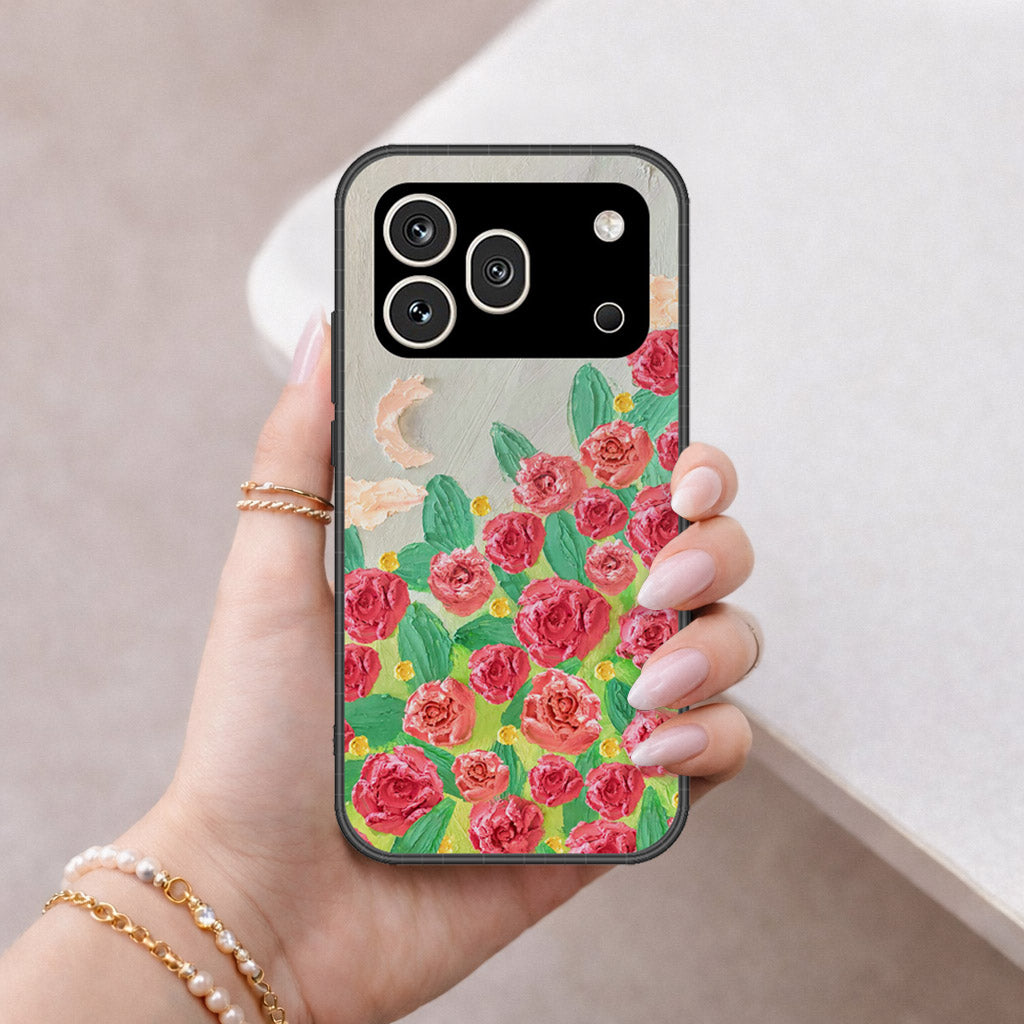 Honor 600 Pro Cover - Floral Series - Design 10 - Red & Green - HQ Premium Shine Durable Shatterproof Case