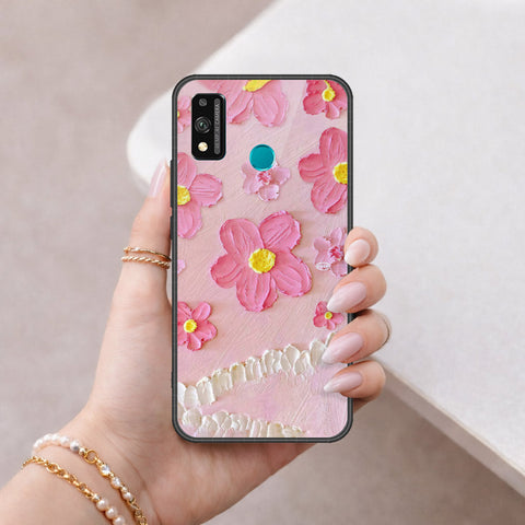 Honor 9X Lite Cover - Floral Series - Design 2 - Pink - HQ Ultra Shine Premium Infinity Glass Soft Silicon Borders Case