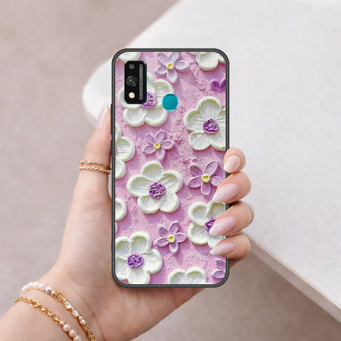 Honor 9X Lite Cover - Floral Series - Design 4 - Purple & White - HQ Ultra Shine Premium Infinity Glass Soft Silicon Borders Case