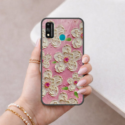 Honor 9X Lite Cover - Floral Series - Design 5 - Pink & White - HQ Ultra Shine Premium Infinity Glass Soft Silicon Borders Case