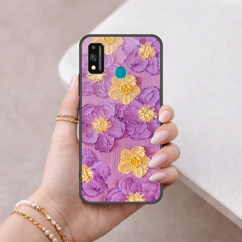 Honor 9X Lite Cover - Floral Series - Design 8 - Purple & Yellow - HQ Ultra Shine Premium Infinity Glass Soft Silicon Borders Case