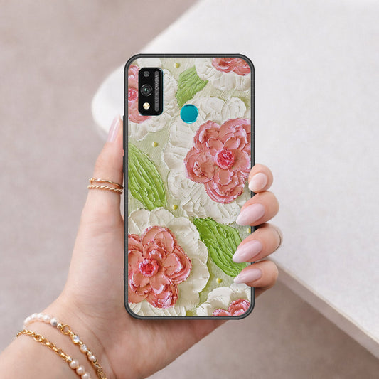 Honor 9X Lite Cover - Floral Series - Design 13 - Offwhite & Green - HQ Ultra Shine Premium Infinity Glass Soft Silicon Borders Case