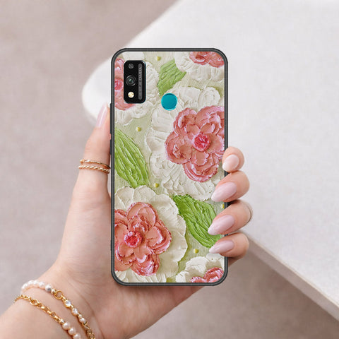 Honor 9X Lite Cover - Floral Series - Design 13 - Offwhite & Green - HQ Ultra Shine Premium Infinity Glass Soft Silicon Borders Case