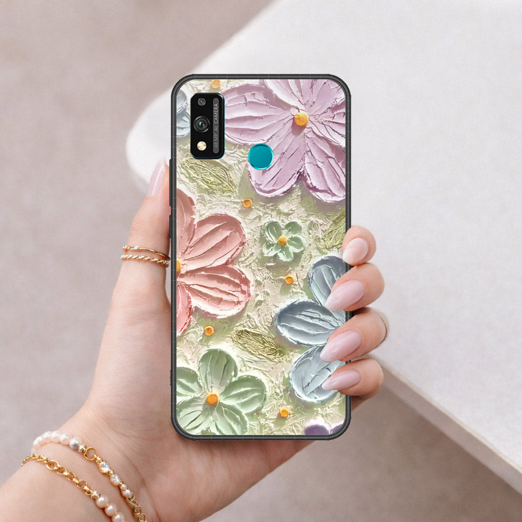 Honor 9X Lite Cover - Floral Series - Design 15 - Blue & Green - HQ Ultra Shine Premium Infinity Glass Soft Silicon Borders Case