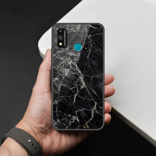 Honor 9X Lite Cover - Black Marble Series - HQ Ultra Shine Premium Infinity Glass Soft Silicon Borders Case