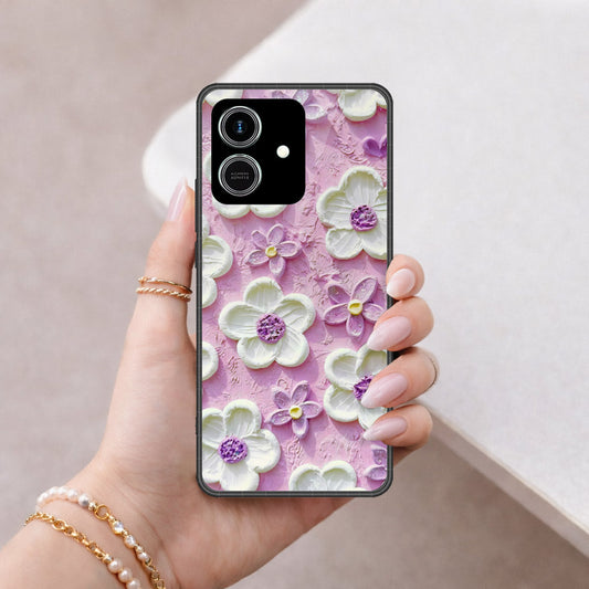 Honor Play 10 4G Cover - Floral Series - Design 4 - Purple & White - HQ Premium Shine Durable Shatterproof Case