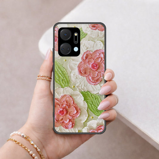 Honor Play 7T Cover - Floral Series - Design 13 - Offwhite & Green - HQ Premium Shine Durable Shatterproof Case