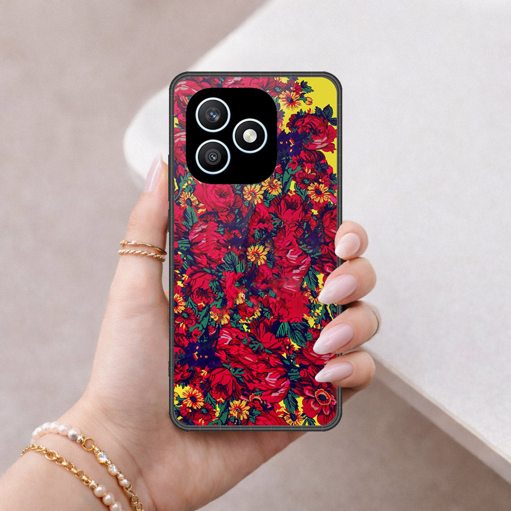 Honor X8d Cover - Floral Series - HQ Ultra Shine Premium Infinity Glass Soft Silicon Borders Case