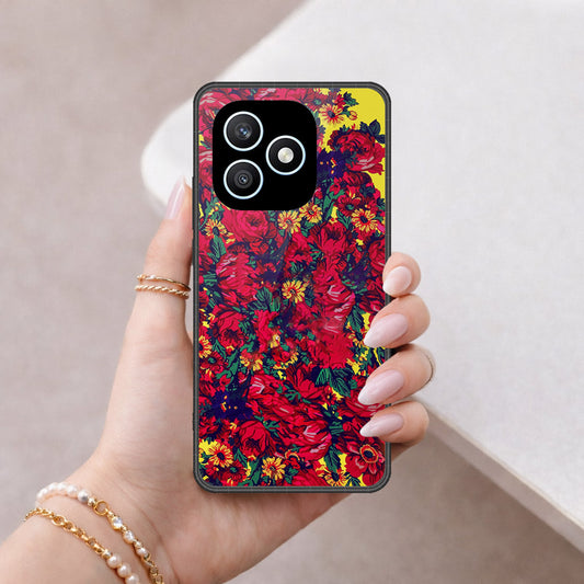 Honor X8d Cover - Floral Series - HQ Ultra Shine Premium Infinity Glass Soft Silicon Borders Case