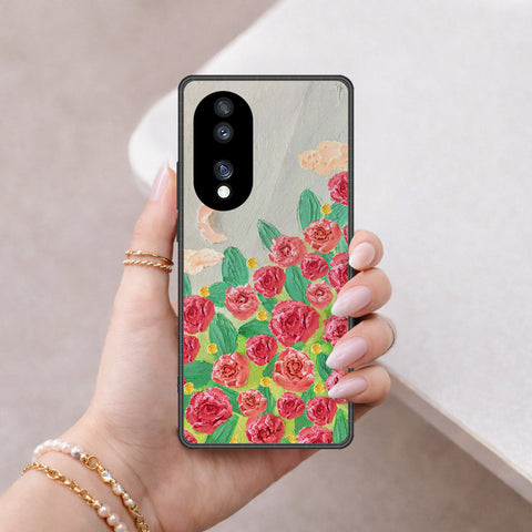 Huawei Honor 70 Cover - Floral Series - Design 10 - Red & Green - HQ Premium Shine Durable Shatterproof Case