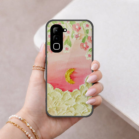 Infinix Hot 70 Cover - Floral Series - Design 7 - Pink & Yellow - HQ Ultra Shine Premium Infinity Glass Soft Silicon Borders Case