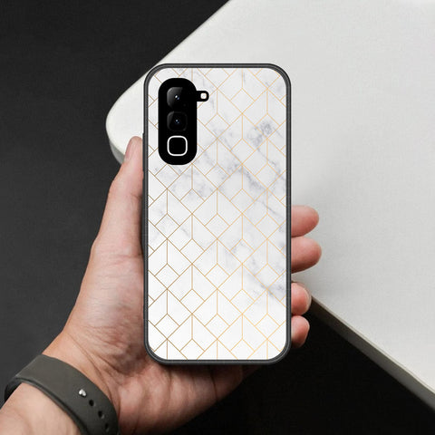 Infinix Hot 70 Cover - White Marble Series 2 - HQ Ultra Shine Premium Infinity Glass Soft Silicon Borders Case