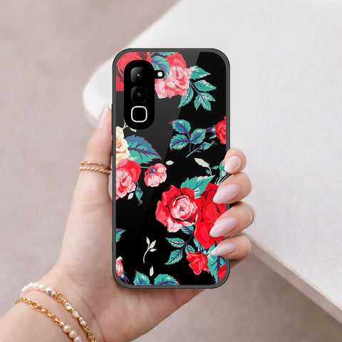 Infinix Hot 70 Cover - Floral Series - HQ Ultra Shine Premium Infinity Glass Soft Silicon Borders Case