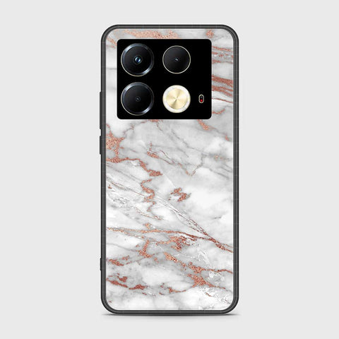 Infinix Note 40 Cover- White Marble Series 2 - HQ Ultra Shine Premium Infinity Glass Soft Silicon Borders Case