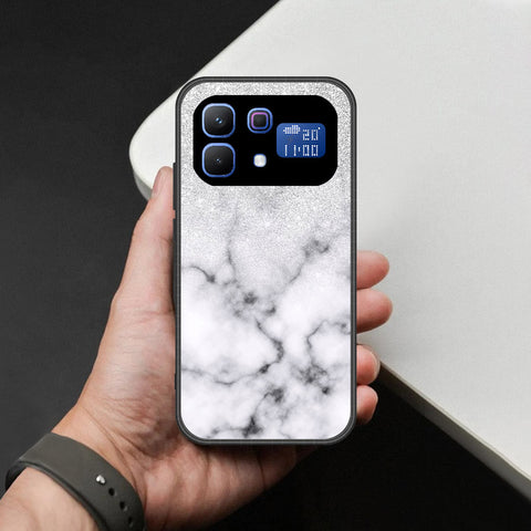 Infinix Note 60 Pro Cover - White Marble Series - HQ Ultra Shine Premium Infinity Glass Soft Silicon Borders Case