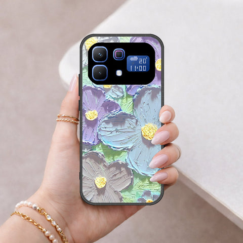 Infinix Note 60 Pro Cover - Floral Series - Design 1 - Purple & Aqua - HQ Ultra Shine Premium Infinity Glass Soft Silicon Borders Case