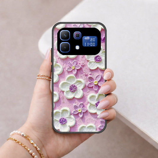 Infinix Note 60 Pro Cover - Floral Series - Design 4 - Purple & White - HQ Ultra Shine Premium Infinity Glass Soft Silicon Borders Case
