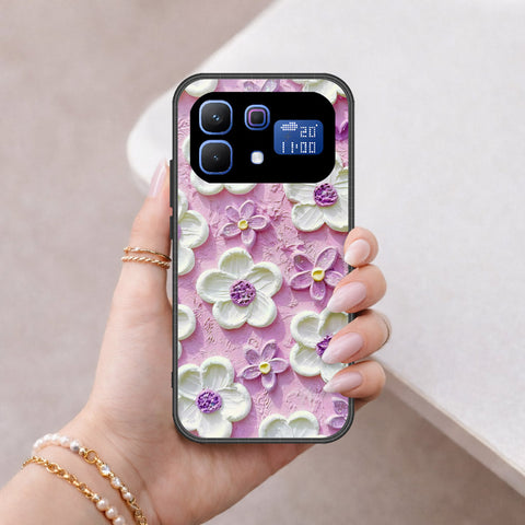 Infinix Note 60 Pro Cover - Floral Series - Design 4 - Purple & White - HQ Ultra Shine Premium Infinity Glass Soft Silicon Borders Case