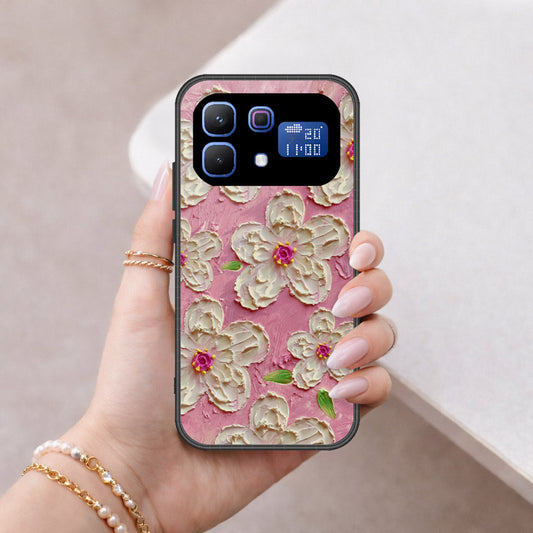 Infinix Note 60 Pro Cover - Floral Series - Design 5 - Pink & White - HQ Ultra Shine Premium Infinity Glass Soft Silicon Borders Case