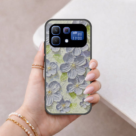 Infinix Note 60 Pro Cover - Floral Series - Design 12 - Grey & Green - HQ Ultra Shine Premium Infinity Glass Soft Silicon Borders Case