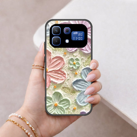 Infinix Note 60 Cover - Floral Series - Design 15 - Blue & Green - HQ Ultra Shine Premium Infinity Glass Soft Silicon Borders Case
