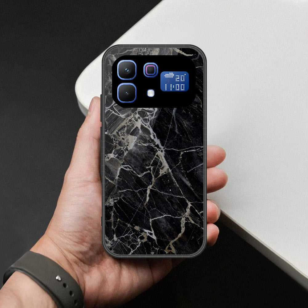 Infinix Note 60 Cover - Black Marble Series - HQ Ultra Shine Premium Infinity Glass Soft Silicon Borders Case