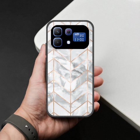 Infinix Note 60 Cover - White Marble Series 2 - HQ Ultra Shine Premium Infinity Glass Soft Silicon Borders Case