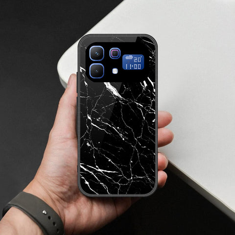 Infinix Note 60 Cover - Black Marble Series - HQ Ultra Shine Premium Infinity Glass Soft Silicon Borders Case