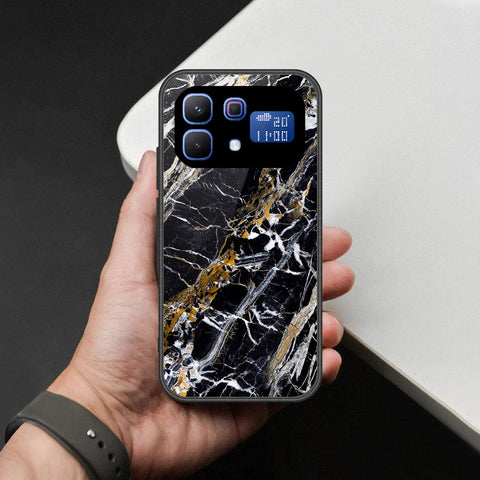 Infinix Note 60 Cover - Black Marble Series - HQ Ultra Shine Premium Infinity Glass Soft Silicon Borders Case
