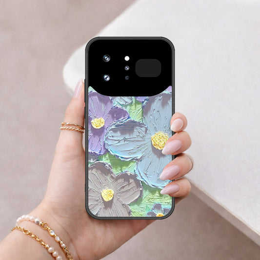 Infinix Note 60 Ultra Cover - Floral Series - Design 1 - Purple & Aqua - HQ Ultra Shine Premium Infinity Glass Soft Silicon Borders Case