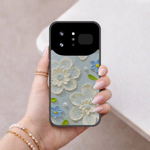 Infinix Note 60 Ultra Cover - Floral Series - Design 3 - Sky Blue - HQ Ultra Shine Premium Infinity Glass Soft Silicon Borders Case