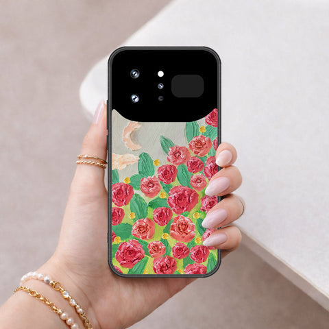 Infinix Note 60 Ultra Cover - Floral Series - Design 10 - Red & Green - HQ Ultra Shine Premium Infinity Glass Soft Silicon Borders Case
