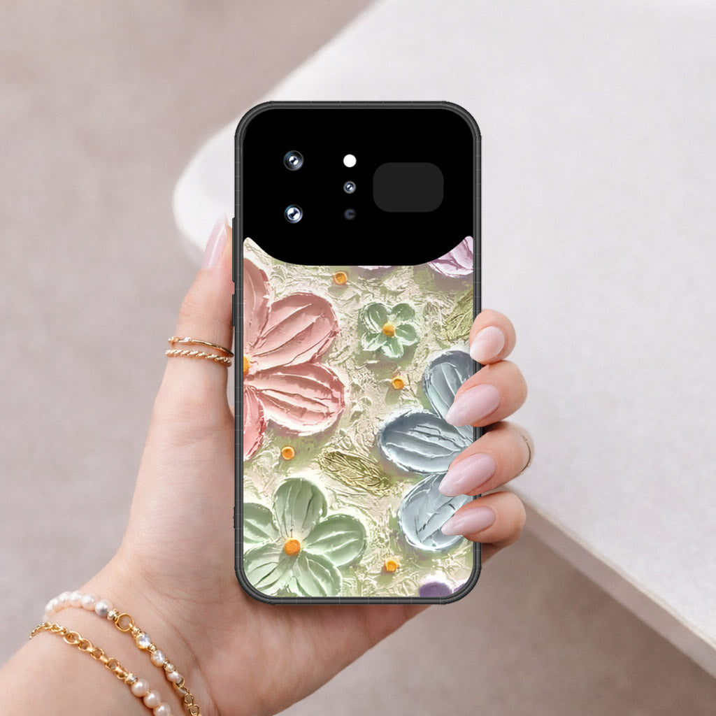 Infinix Note 60 Ultra Cover - Floral Series - Design 15 - Blue & Green - HQ Ultra Shine Premium Infinity Glass Soft Silicon Borders Case