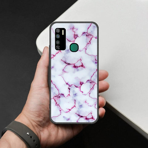 Infinix Note 7 Lite Cover - White Marble Series - HQ Ultra Shine Premium Infinity Glass Soft Silicon Borders Case