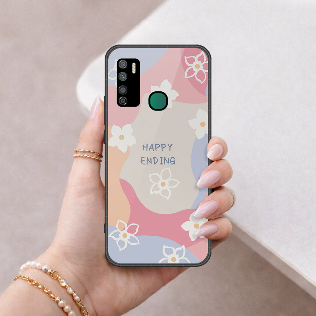 Infinix Note 7 Lite Cover - Happy Series - HQ Ultra Shine Premium Infinity Glass Soft Silicon Borders Case