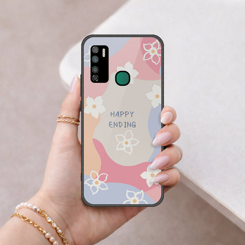 Infinix Note 7 Lite Cover - Happy Series - HQ Ultra Shine Premium Infinity Glass Soft Silicon Borders Case