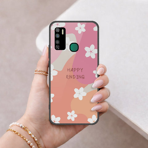 Infinix Note 7 Lite Cover - Happy Series - HQ Ultra Shine Premium Infinity Glass Soft Silicon Borders Case