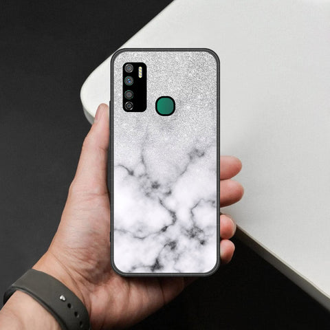 Infinix Note 7 Lite Cover - White Marble Series - HQ Ultra Shine Premium Infinity Glass Soft Silicon Borders Case