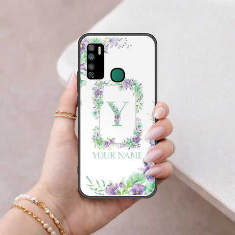 Infinix Note 7 Lite Cover - Personalized Alphabet Series - HQ Ultra Shine Premium Infinity Glass Soft Silicon Borders Case