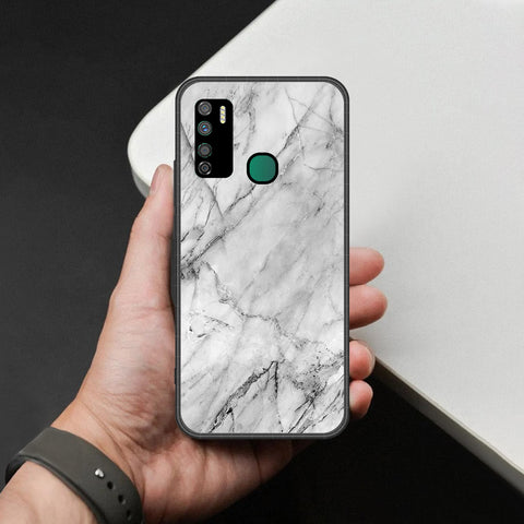 Infinix Note 7 Lite Cover - White Marble Series - HQ Ultra Shine Premium Infinity Glass Soft Silicon Borders Case