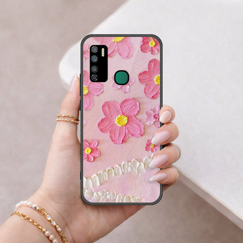 Infinix Note 7 Lite Cover - Floral Series - Design 2 - Pink - HQ Ultra Shine Premium Infinity Glass Soft Silicon Borders Case