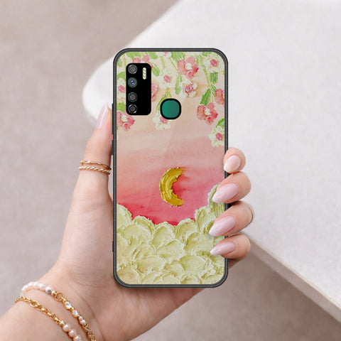 Infinix Note 7 Lite Cover - Floral Series - Design 7 - Pink & Yellow - HQ Ultra Shine Premium Infinity Glass Soft Silicon Borders Case