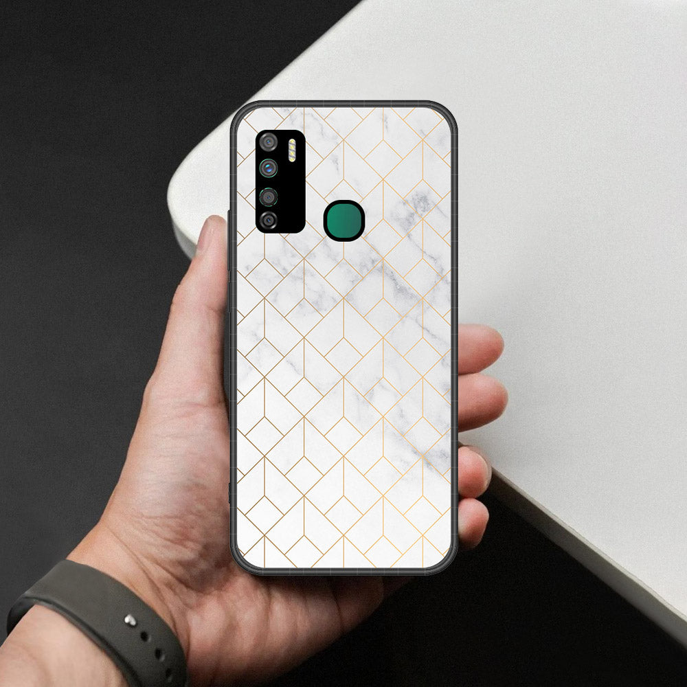 Infinix Note 7 Lite Cover - White Marble Series 2 - HQ Ultra Shine Premium Infinity Glass Soft Silicon Borders Case