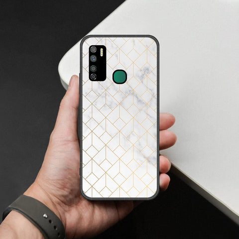 Infinix Note 7 Lite Cover - White Marble Series 2 - HQ Ultra Shine Premium Infinity Glass Soft Silicon Borders Case