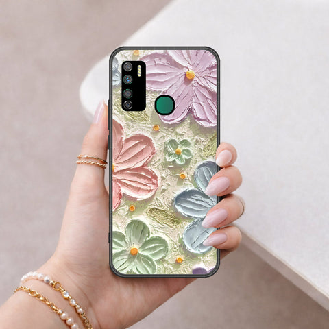 Infinix Note 7 Lite Cover - Floral Series - Design 15 - Blue & Green - HQ Ultra Shine Premium Infinity Glass Soft Silicon Borders Case