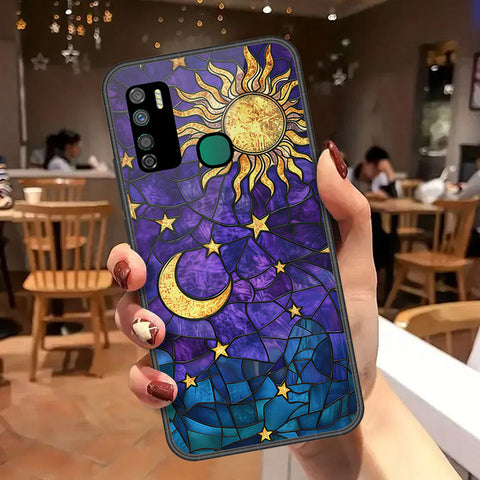 Infinix Note 7 Lite Cover - Celestial Starry Universe Series - HQ Ultra Shine Premium Infinity Glass Soft Silicon Borders Case